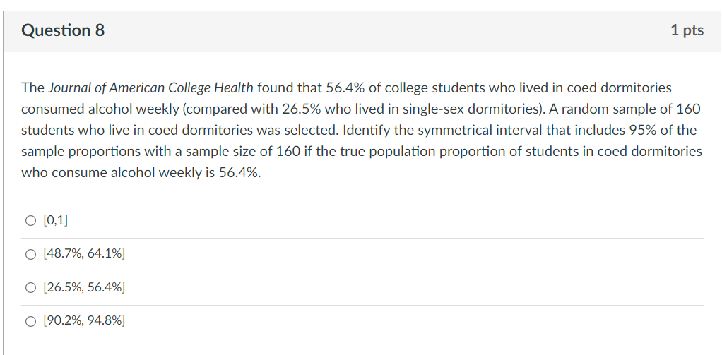Solved Question 8 1 pts The Journal of American College | Chegg.com