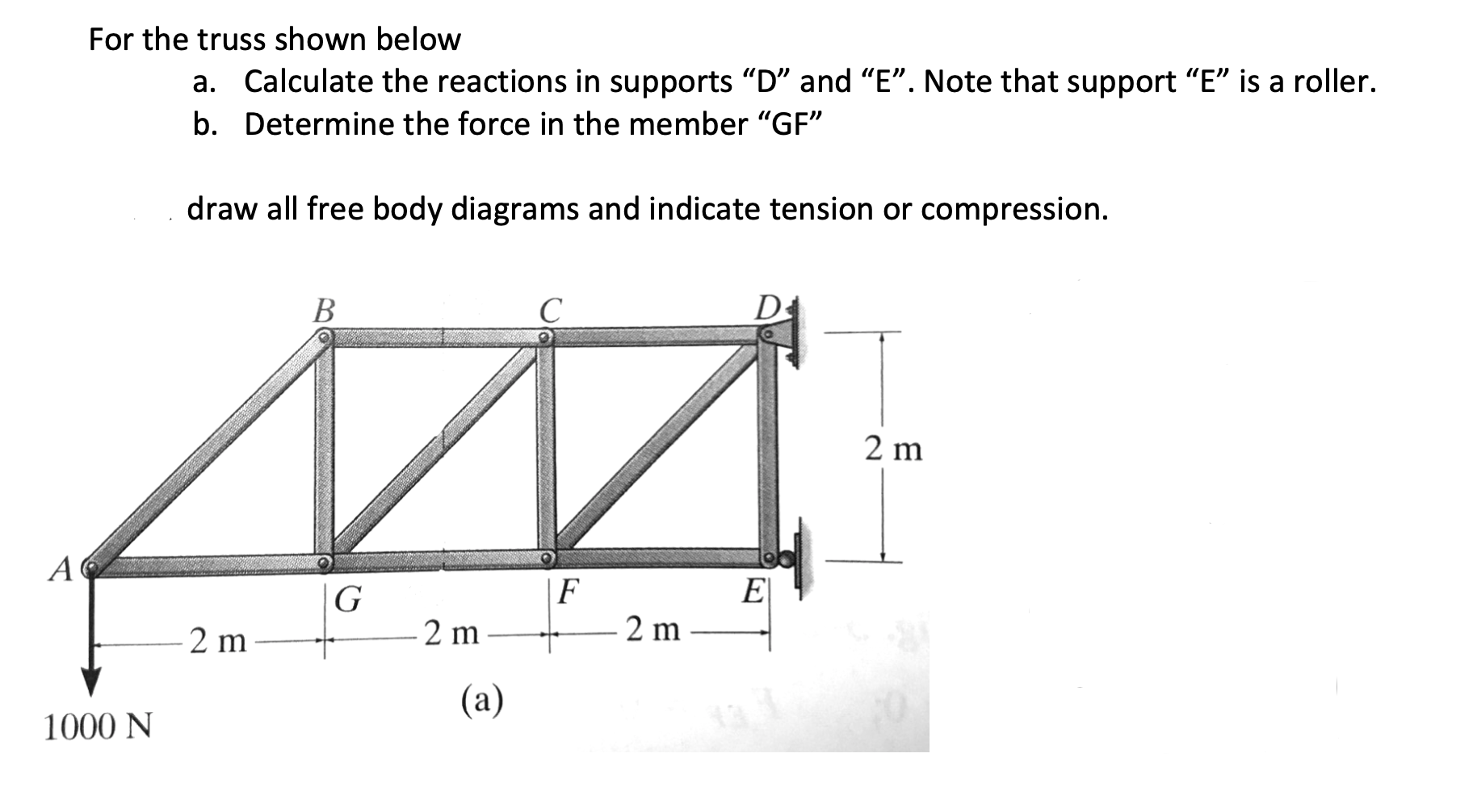 Solved For the truss shown below a. Calculate the reactions | Chegg.com