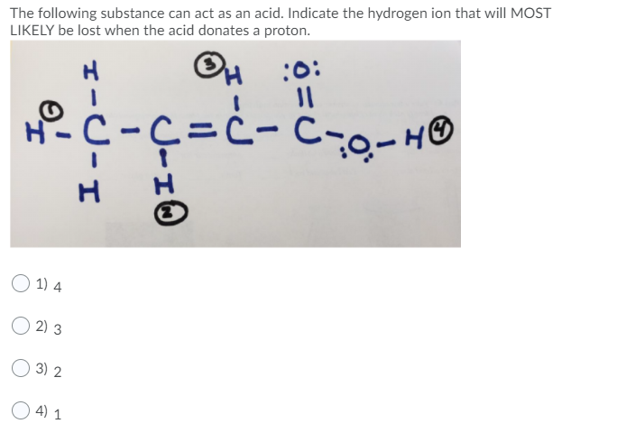 Solved The following substance can act as an acid. Indicate | Chegg.com