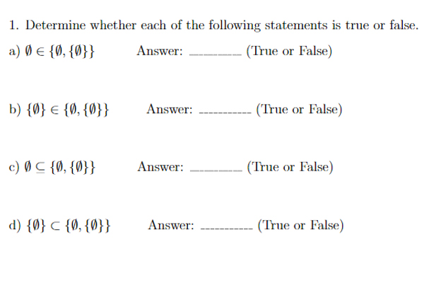 Solved Determine Whether Each Of The Following Statements Is | Chegg.com