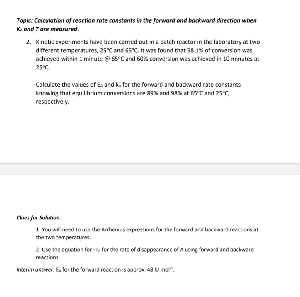 Solved Topic: Calculation of reaction rate constants in the | Chegg.com