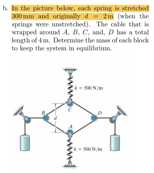 Solved B. In The Picture Below, Each Spring Is Stretched 300 | Chegg.com