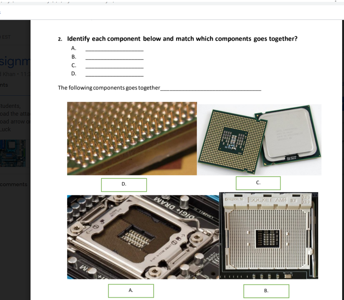 Solved EST 2. Identify Each Component Below And Match Which | Chegg.com