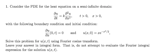Solved 1. Consider the PDE for the heat equation on a | Chegg.com