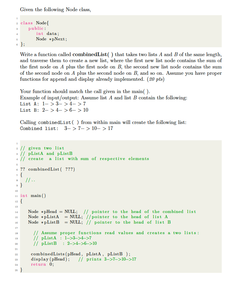 Solved Given the following Node class, 2 class Node { | Chegg.com