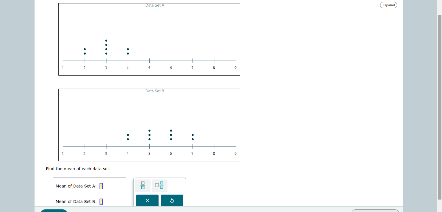 Solved Find the mean of each data set.Mean of Data Set | Chegg.com
