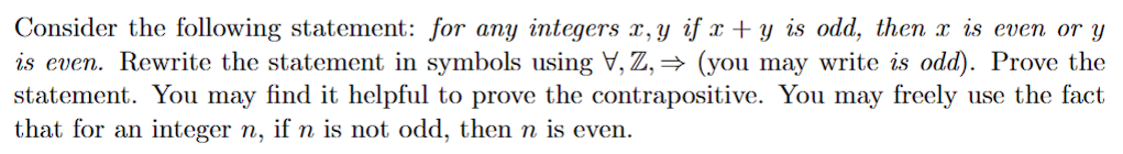 Solved Consider the following statement: for any integers | Chegg.com