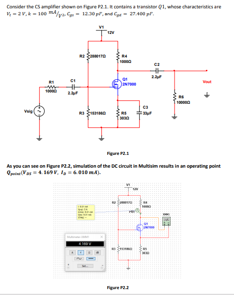 Solved Consider the CS amplifier shown on Figure P2.1. It | Chegg.com