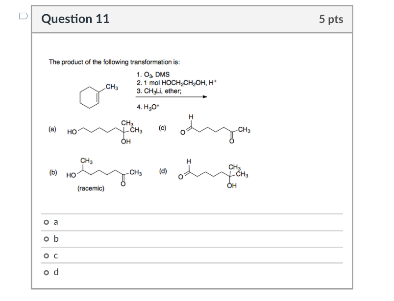 Solved Question 11 5 pts The product of the following | Chegg.com