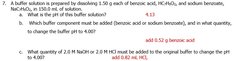 Solved A buffer solution is prepared by dissolving 1.50 g | Chegg.com