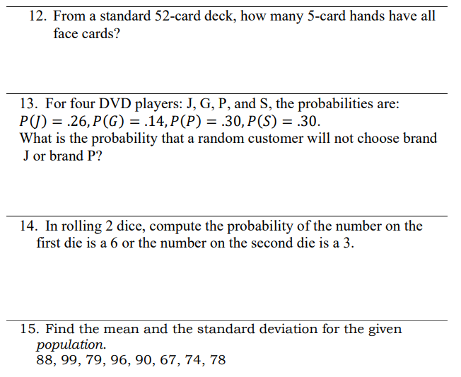 Solved 12. From a standard 52card deck, how many 5card