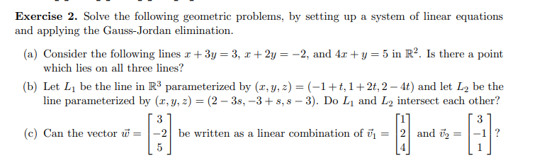 Solved Exercise 2. ﻿Solve the following geometric problems, | Chegg.com