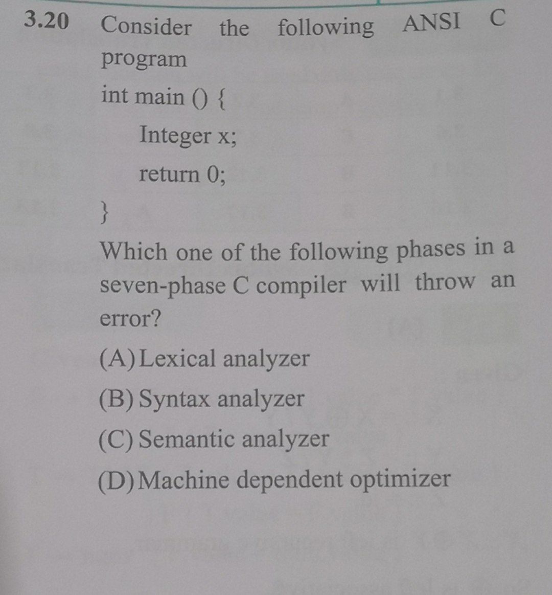 Solved 3.20Consider the following ANSI Cprogramint main | Chegg.com