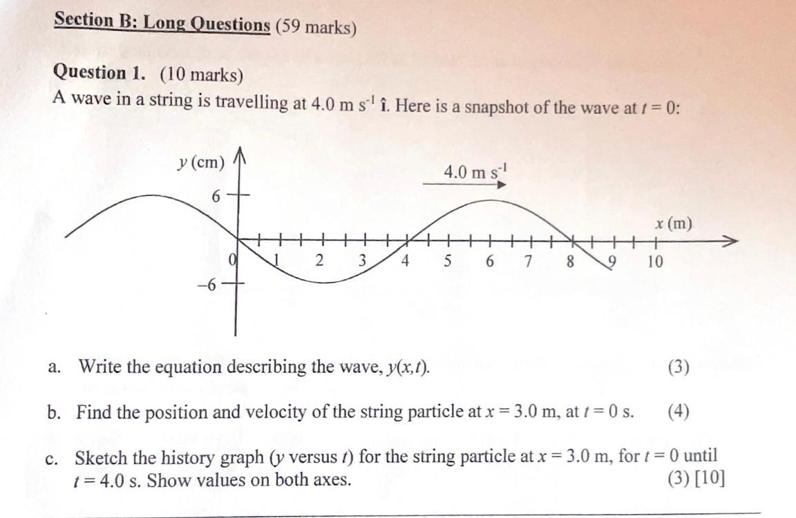 Solved Question 1. (10 Marks) A Wave In A String Is | Chegg.com