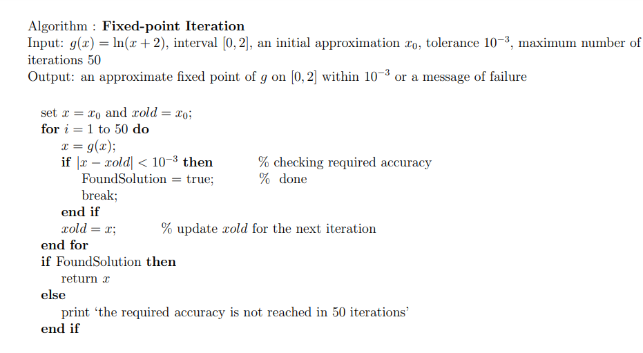 Solved Problem 2. Use the following pseudocode for the fixed | Chegg.com