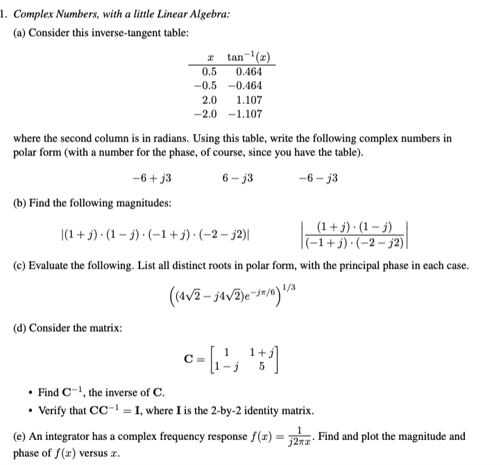 Solved Complex Numbers, with a little Linear Algebra:(a) | Chegg.com