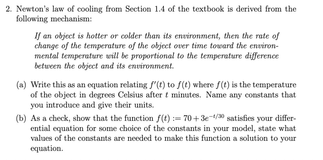 newton's law of cooling common core algebra 2 homework answers