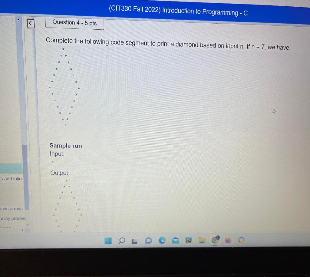 Solved Complete the following code segment to print a | Chegg.com