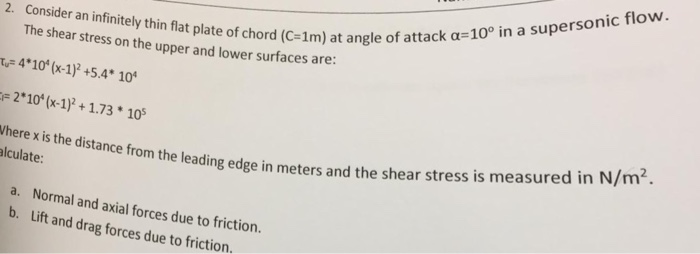 Solved 10P in a supersonic flow 2. Consider an infinitely | Chegg.com
