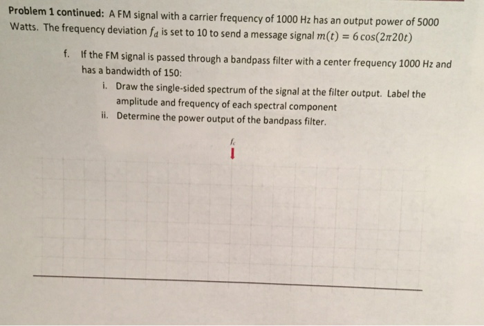 Solved Problem 1 continued: A FM signal with a carrier | Chegg.com