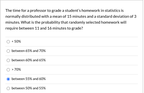 Solved The time for a professor to grade a student's | Chegg.com