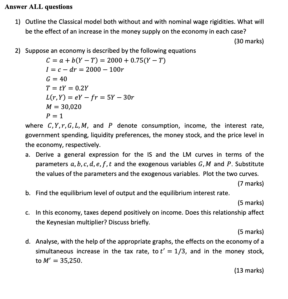solved: demonstrate using the classical model how a... Answer ALL questions 1) Outline the Classical model | Chegg.com