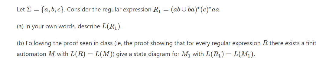 Solved Let Σ = {a,b,c}. Consider The Regular Expression R₁ = | Chegg.com