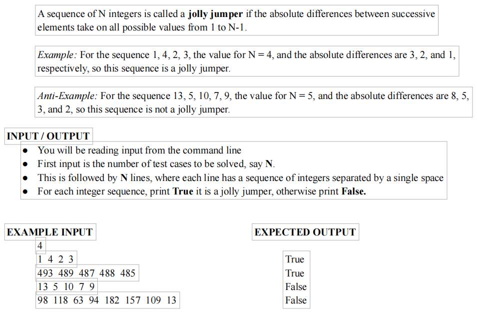 Solved Code in Python: def is_jolly_jumper(seq): # TODO: | Chegg.com