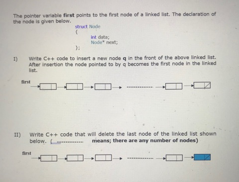 The pointer variable first points to the first node | Chegg.com