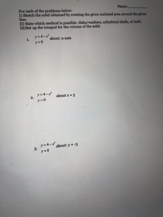 Solved for each of the problems below sketch the solid | Chegg.com
