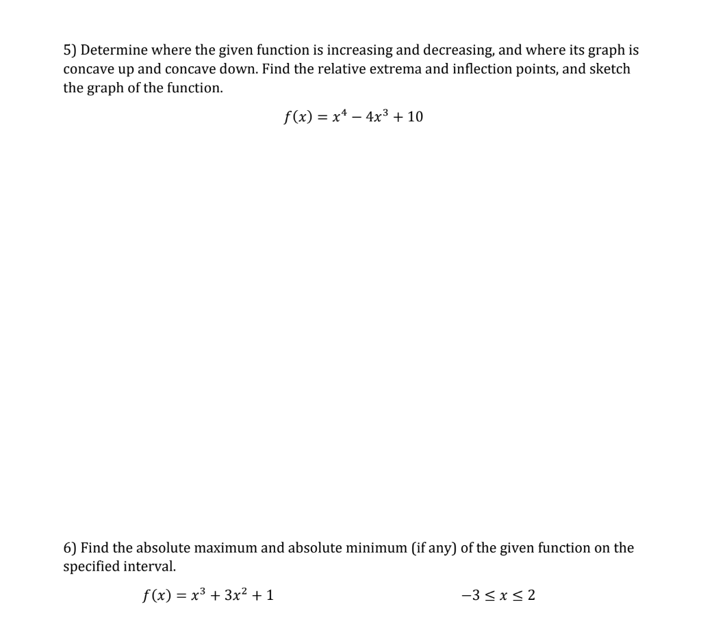 Solved 5) Determine where the given function is increasing | Chegg.com
