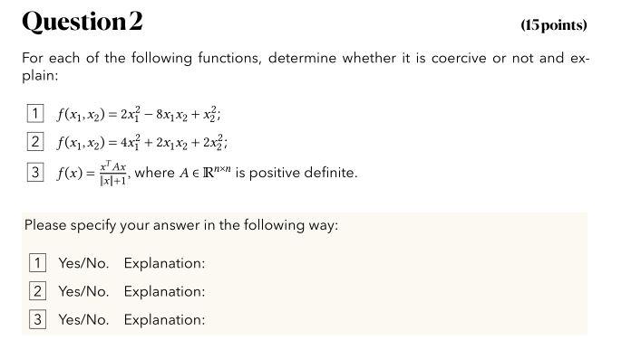 Solved Question 2 (15 points) For each of the following | Chegg.com