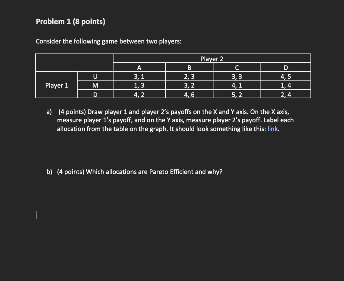 Solved Consider The Following Game Between Two Players: A) | Chegg.com