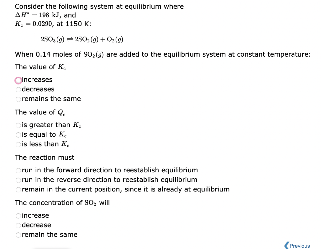 Solved Consider The Following System At Equilibrium Where | Chegg.com