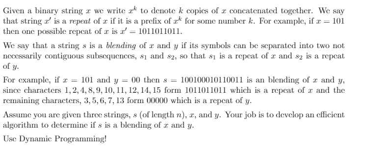 Solved Given a binary string o we write ak to denote k | Chegg.com