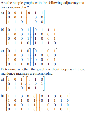 Solved Are the simple graphs with the following adjacency | Chegg.com