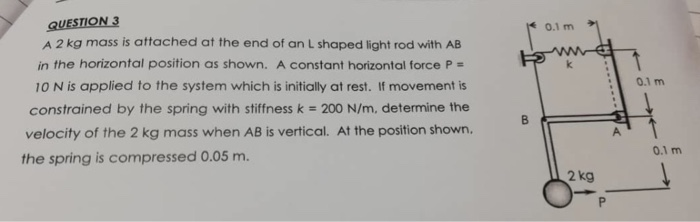 Solved 0.1 m A 2 kg mass is attached at the end of an L | Chegg.com
