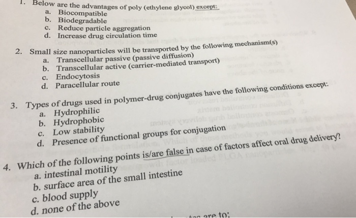 Solved Biomedical Engineering-Drug Delivery 1-4 | Chegg.com