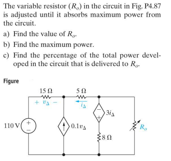 Solved The Variable Resistor (R.) In The Circuit In Fig. | Chegg.com