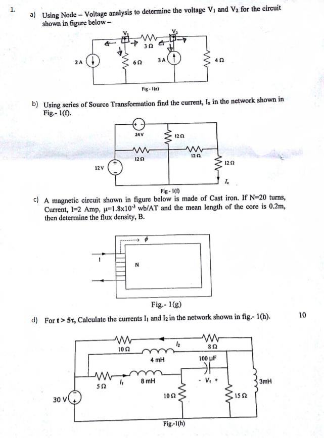 Solved 1. a) Using Node - Voltage analysis to determine the | Chegg.com