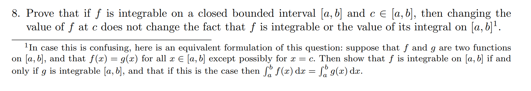 Solved Prove That If F Is Integrable On A Closed Bounded Chegg Com