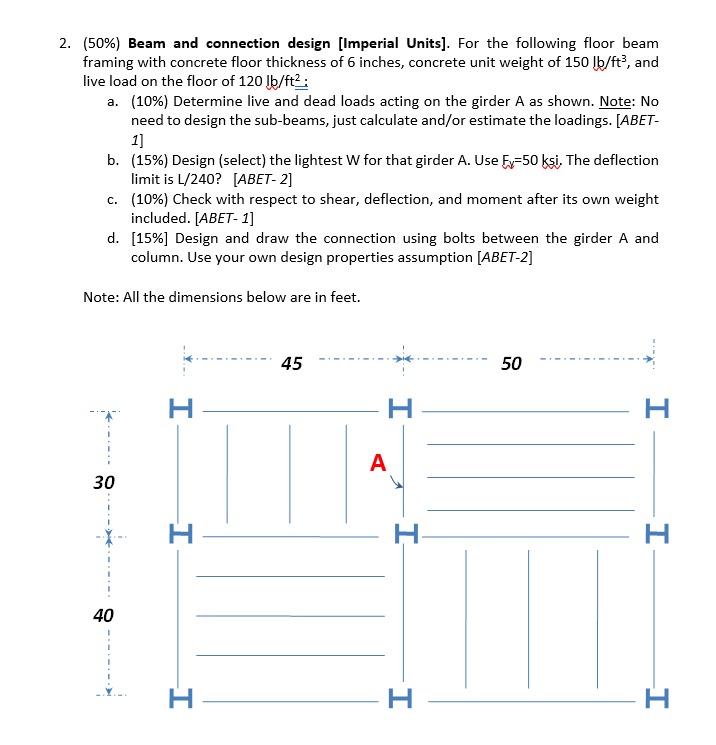 2. (50%) Beam and connection design (Imperial Units). | Chegg.com