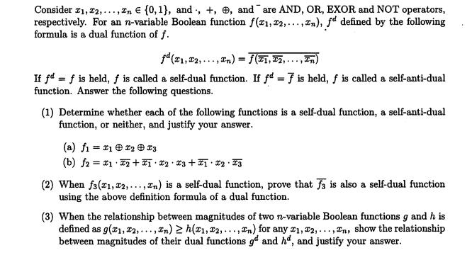 Self Dual Boolean Function Example Solved, Number of Self Dual Functions