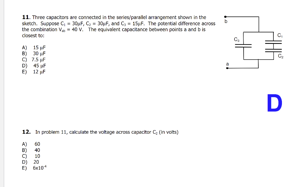 Solved b 11. Three capacitors are connected in the | Chegg.com