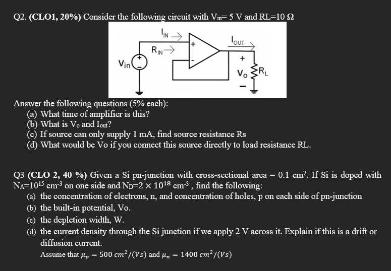 Solved Q2. (CLO1, 20\%) Consider The Following Circuit With | Chegg.com