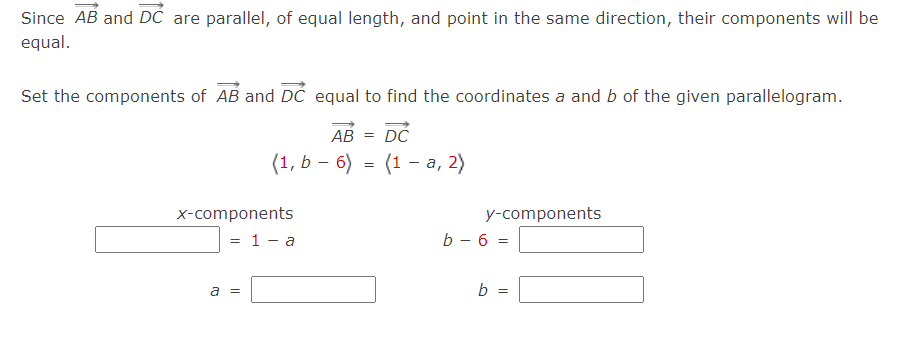 Solved What are the coordinates a and b in the parallelogram | Chegg.com