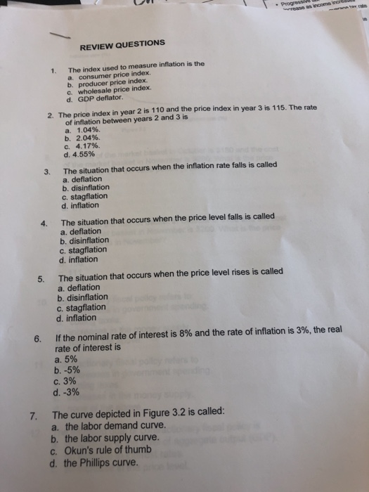 Solved REVIEW QUESTIONS 1. The Index Used To Measure | Chegg.com