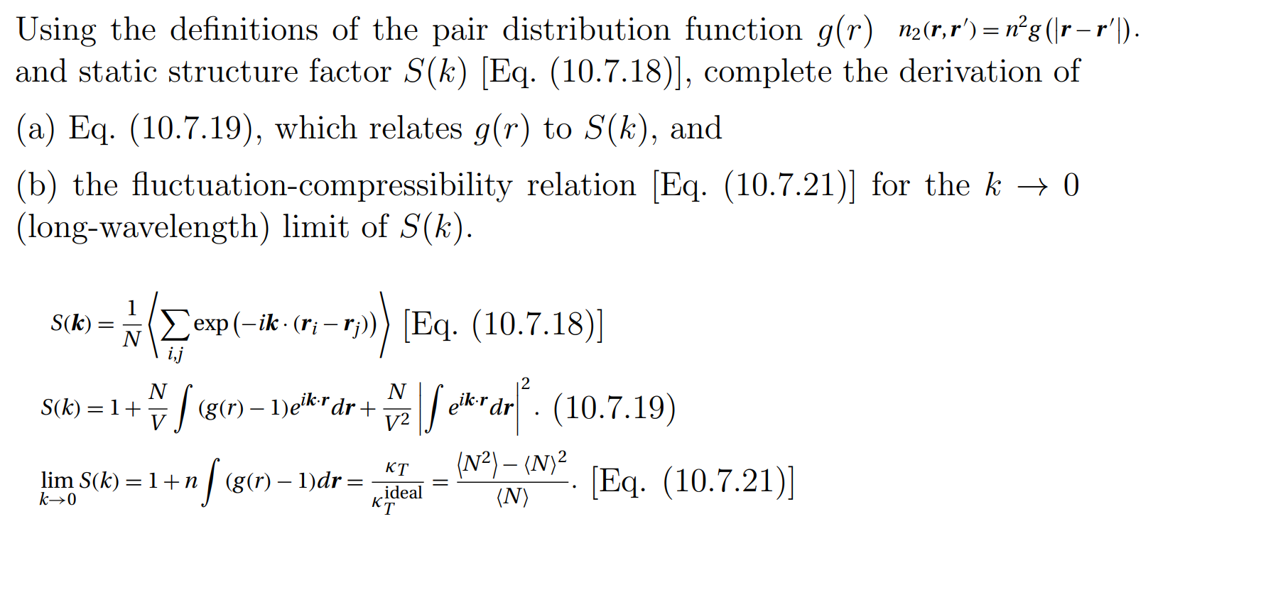 Solved Using the definitions of the pair distribution | Chegg.com
