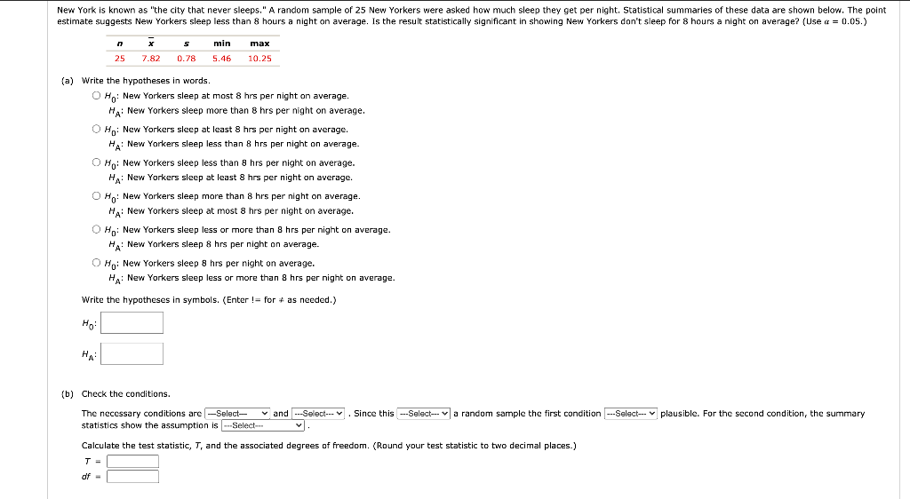 Solved New York is known as the city that never sleeps." A