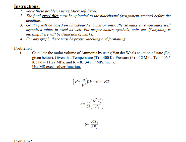 Solved Instructions: 1. Solve these problems using Microsoft | Chegg.com